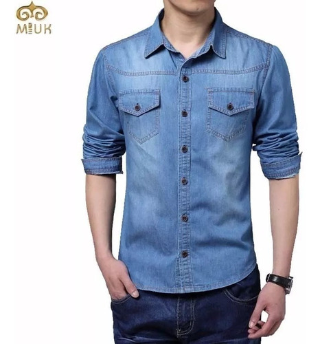 Camisa Slim Social Jeans Masculina Importada De Luxo
