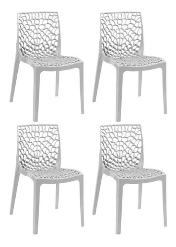 4 Cadeiras Gruvyer Cozinha Jantar Higlopp Coloridas Cores Cor da estrutura da cadeira Cinza Claro