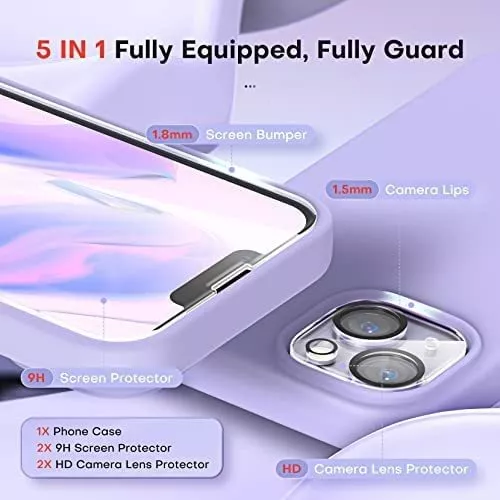 TOCOL Funda 5 en 1 para iPhone 12, para iPhone 12 Pro, con 2 protectores de  pantalla + 2 protectores de lente de cámara, funda de silicona a prueba de