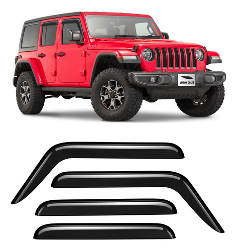 4 Deflectores De Ventanilla Para Jeep Wrangler - Adhesivos 