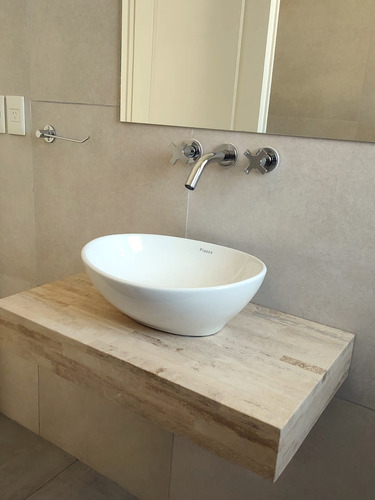 Mesada D.marmol Travertino(40cm X 80cm)pileta/baño/toilette Beige