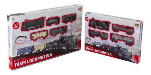 Kit Locomotiva Trilhos Vagões 1,88 Metros Trem Brinquedo