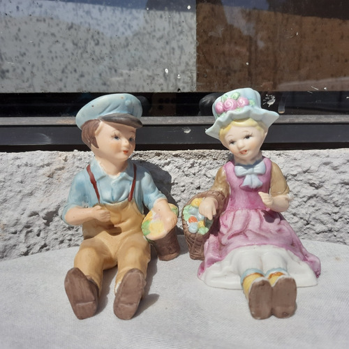 Esculturas Crianças Camponesas Em Biscuit Importado Itália