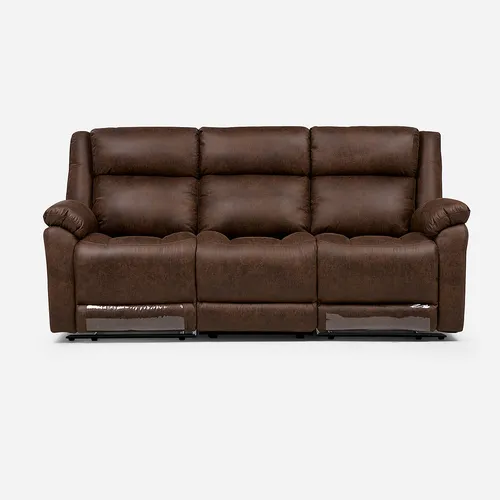 Sofá Reclinable Ascott 3 Cuerpos Manual Cuero Pu Chocolate