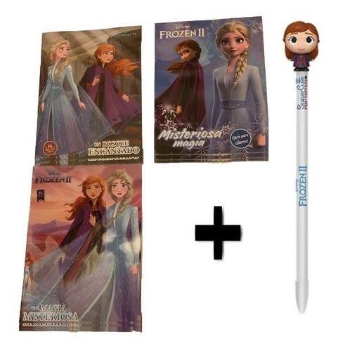 Pluma Funko De Frozen 2 De Disney + 3 Libros Para Colorear 