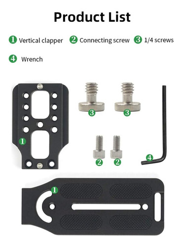 Vertical Qr Plata Universal Dslr Cámara L Bracket Con 1/4