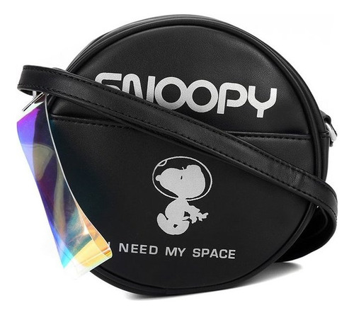 Bolsa Transversal P Semax Sp5901 Snoopy Acambamento dos ferragens Níquel Cor Preto Cor da correia de ombro Preto