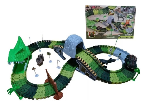 Pista De Dinosaurio Flexible Con Auto Dinosaurio 228 Pcs