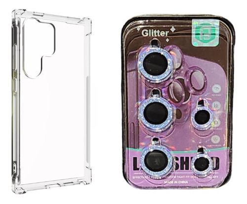 Funda Silicona+protector De Camara Para S24 Ultra Glitter Az