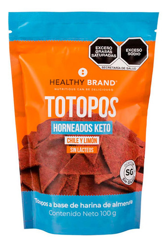Totopos Horneados Keto Healthy Brand Chile Y Limón 100 G