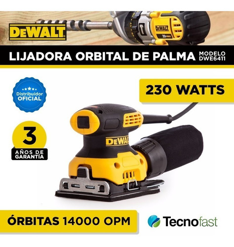 Lijadora De Palma Orbital Dewalt Dwe6411 1/4 Hoja 230w