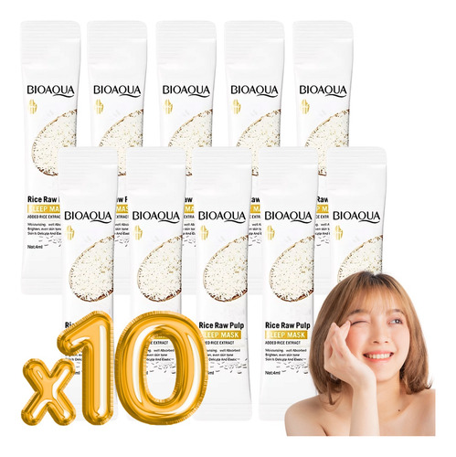 10 Mascarilla Para Dormir Pulpa Arroz Hidratante Reafirmante