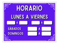 Comprar Cartel Horario Locales Kiosco Abierto Vidriera 20 X 15 N107