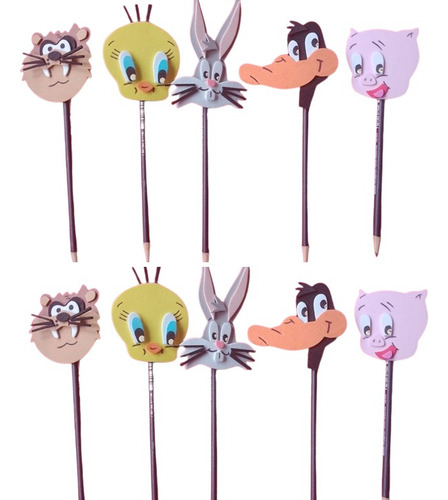 Souvenirs Lapices Tematicos Imanes Looney Tunes Goma Eva X10