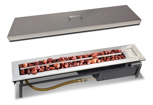 Lareira Aquecedor A Gás Com Tampa Jx Metais Inox 304 - 90 Cm