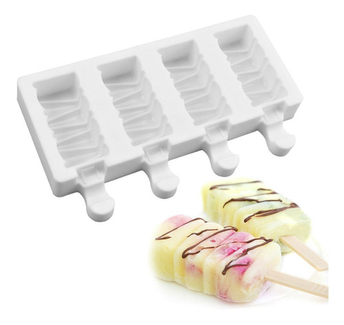 Molde Silicona 4 Bombones Paletas Hielo Chocolate Repostería