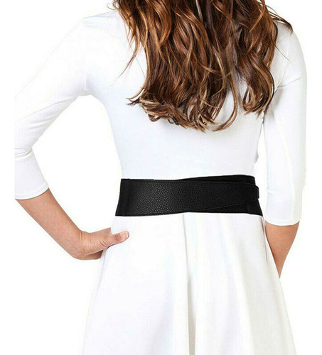Vestido Elástico Ancho Con Cinturón De Cintura A Juego Para