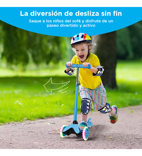 Scooter Plegable 3 Ruedas,scooter Infantil Seguro Con Luces Azul