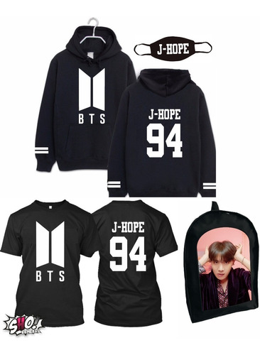 Combo Bts J-hope Canguro  Mochila Remera  Barbijo  