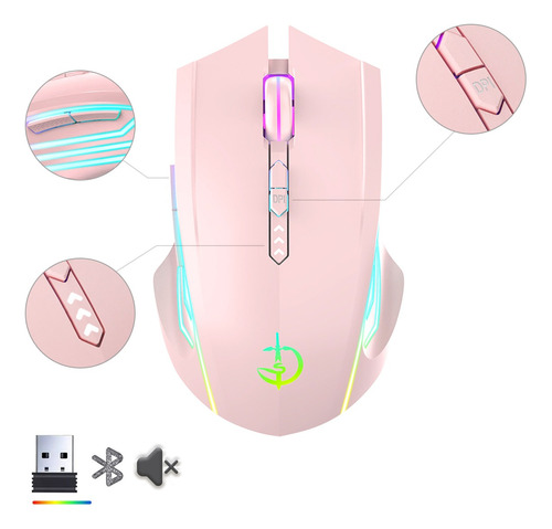 Mouse Inalámbrico Bluetooth Recargable Ergonomía 2.4g 3modos