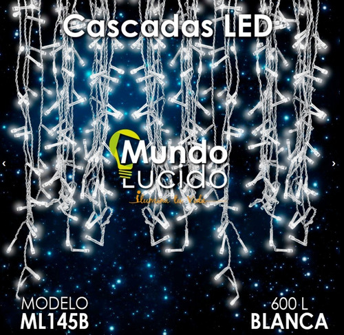 Serie Led Cascada Luz Branco Frio Cable 600 Luces Mundo Luci