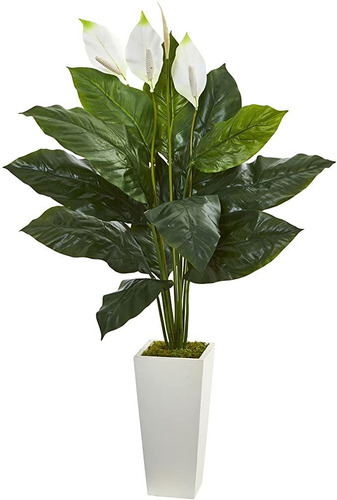 Casi Natural 6362 51  Spathiphyllum Planta Artificial En Wh