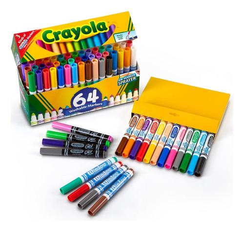 64 Marcadores Crayola (incluye Marcadores Lavables) 