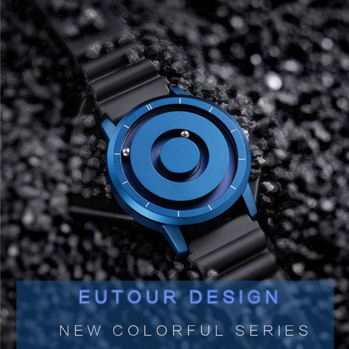 Relojes De Pulsera De Lona Eutour Creative Quartz Color De La Correa Negro/azul