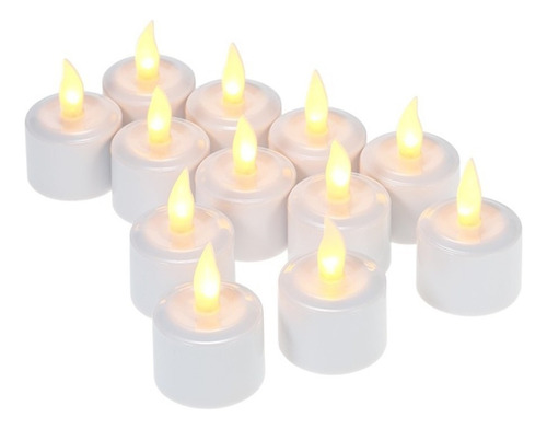 Velas Artificiales Con Luz Led Con Efecto De Llama, 12 Uds.