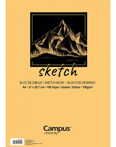 Libro Sketch Block A4 100 Hojas Lisas Campus