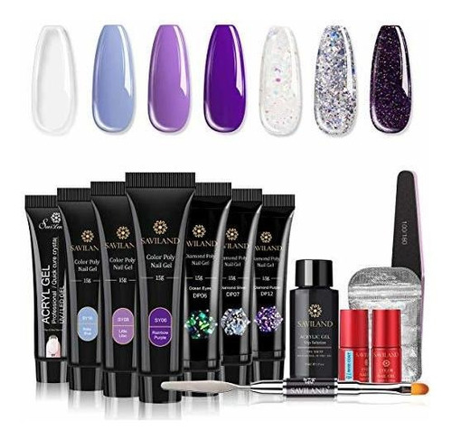 Saviland Poly For Nail Gel Kit Â Glitter Poly Nails...