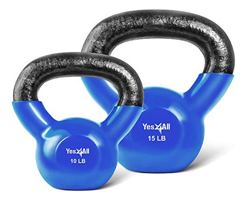 Set De Kettlebells Con Peso Recubierto De Vinilo