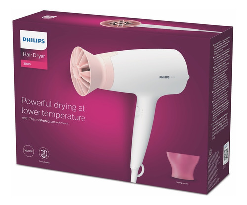 Secadora De Cabello Philips 1600 W Y 3 Velocidades Bhd300