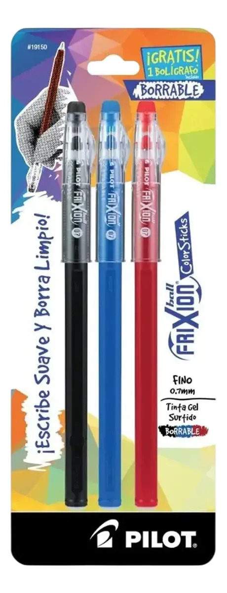 3 Bolígrafo Gel Frixion Stick Pilot Tinta Borrable Punta 0.7 Color De La Tinta Varios