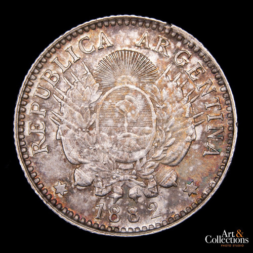 Argentina, 10 Centavos, 1882. Plata. Cj#22.4. Aunc