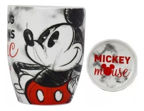Tarro Café Cerámica Disney Mickey Minnie Mouse C/tapa 385ml