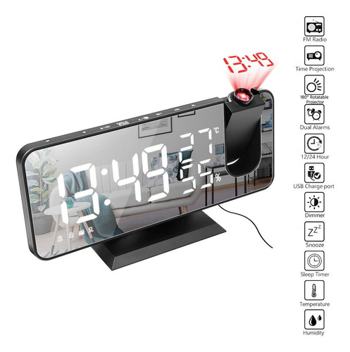 Despertador Proyector Seleccionable Led/interior Fm Display