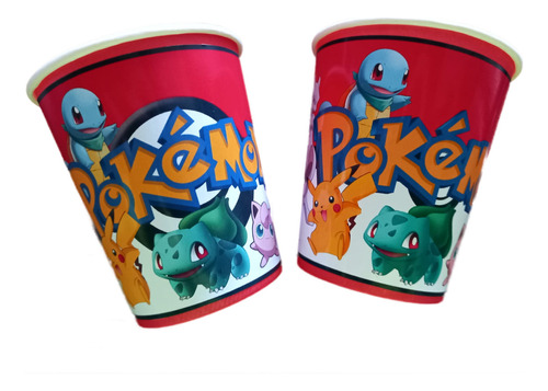 Pack Vasos X6 Pokémon Para Cotillón Y Cumpleaños 