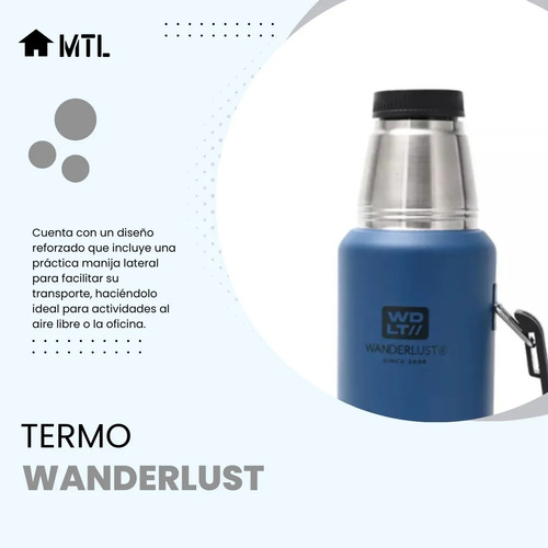 Termo Matero Color Azul Wanderlust 1.3 Litros Acero Inox