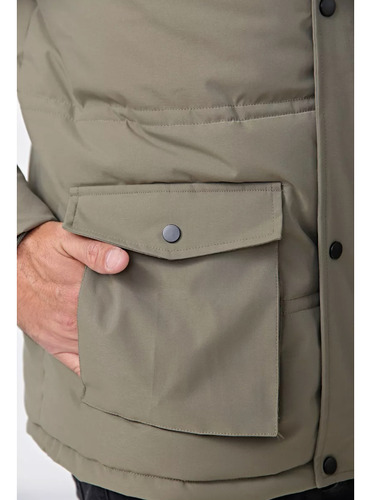 Campera Puffer Con Piel De Corderito Hombre Impermeable