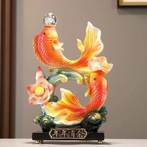 Estatua De Pescado Chino Ornamento De Escritorio Decoración