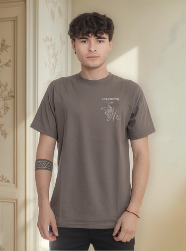 Remera Verde Musgo Estampada Algodon Hombre Exotikeo