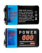 2 Pila Batería Recargable De 9v 600 Mah 17r8h