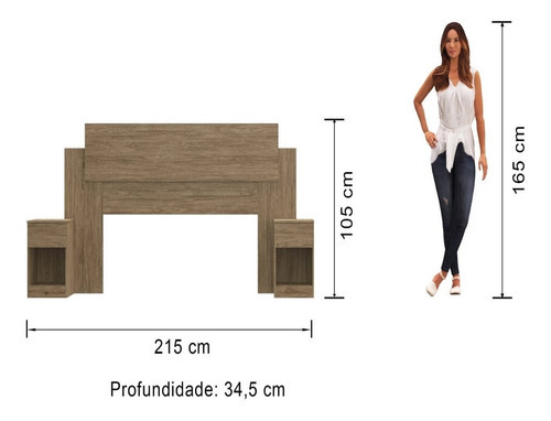 Cabeceira Com 2 Mesa Cabeceira Ca20 Wood - Decibal Móveis Cor Marrom