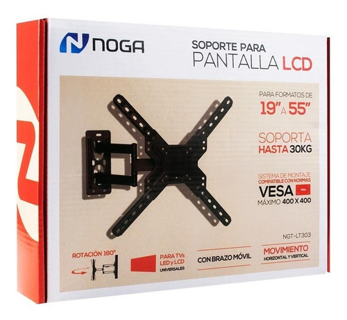 Imagen 3 de 4 de Soporte Noga NGT-LT303 de pared para TV/Monitor de 19" a 55" negro