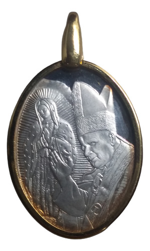 Medalla De Plata Visita Juan Pablo 2 Con Bisel Chapa De Oro 