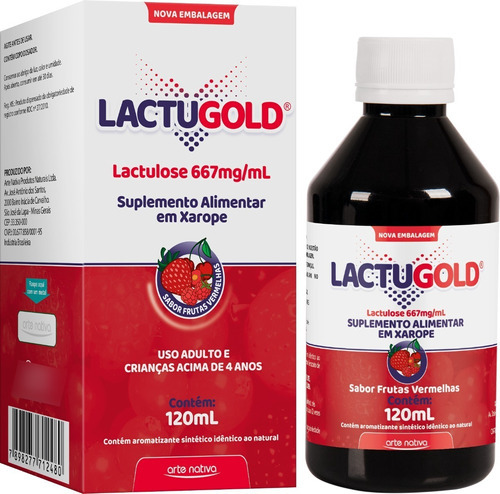 Kit 10x Lactugold 120ml (lactulose) Ameixa - Arte Nativa Sabor Frutas Vermelhas