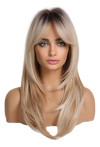 Pelucas Rubias Largas Para Mujer Peluca De Pelo En Capas J