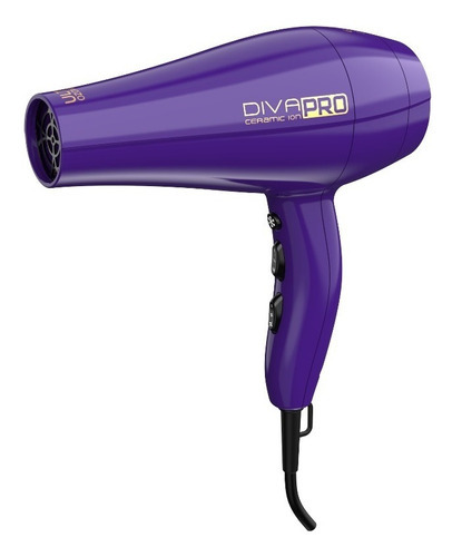 Secadora Cabello Profesional Diva Pro 4d Iones Ozono Cerámic Color Violeta