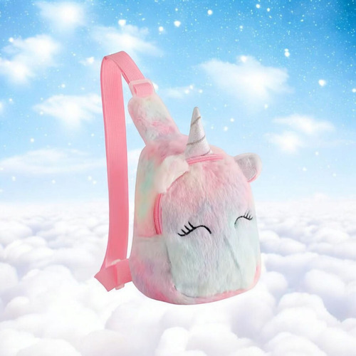 Bolso De Pecho Unicornio De Felpa Colorido Niña Colorful Felpa Colorido Felpa Rosado Rosado